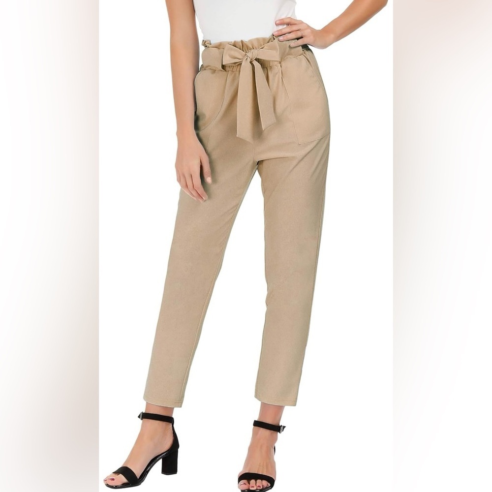 GRACE KARIN Women's Cropped Paper Bag Waist Pants with Pockets XS - Picture 1 of 9